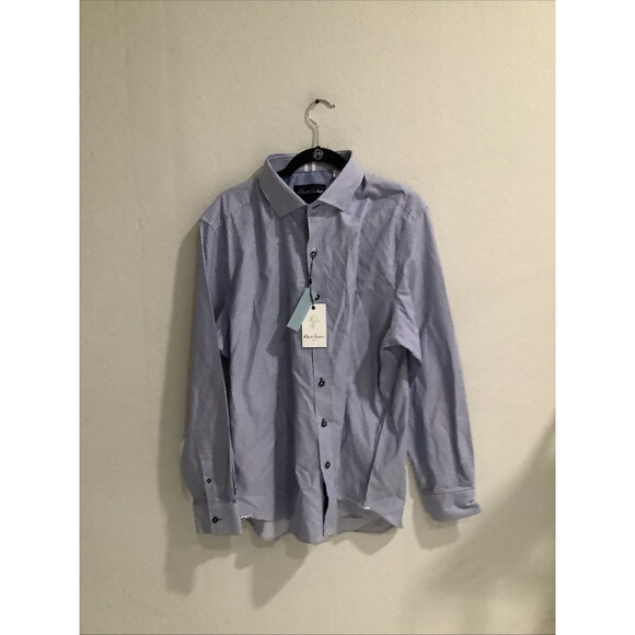 Robert Graham Shirt Mens 2XL Navy Geometric Flip Cuff Button Up Long Sleeve NWT - Picture 1 of 5